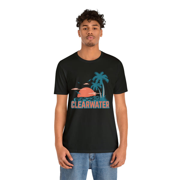 Clearwater, Florida T-Shirt - Retro Palm Tree & Beach Unisex Clearwater Shirt