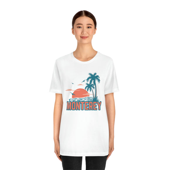 Monterey, California T-Shirt - Retro Palm Tree & Beach Unisex Monterey Shirt