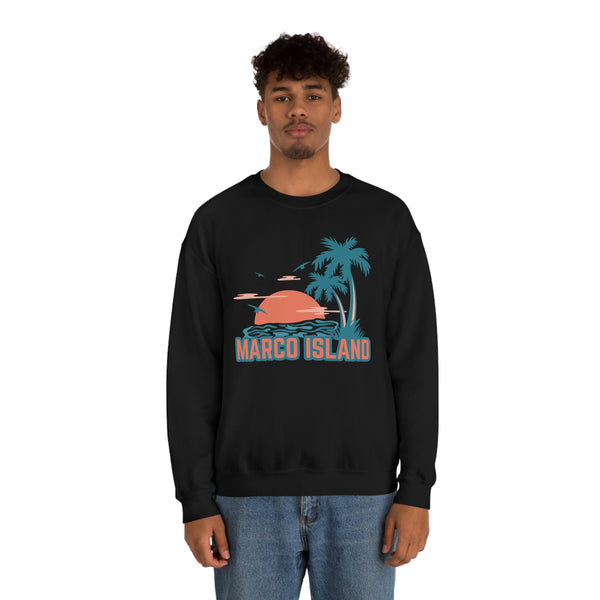 Marco Island, Florida Sweatshirt - Unisex Retro Palm Tree Crewneck Marco Island Sweatshirt