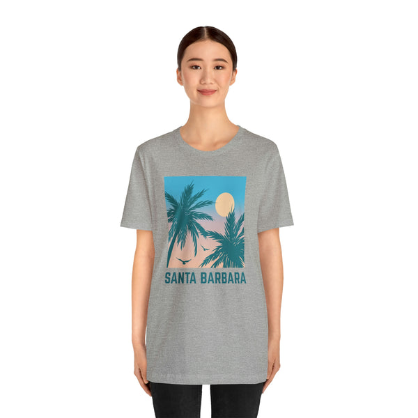 Santa Barbara, California T-Shirt - Retro Palm Tree & Beach Unisex Santa Barbara Shirt
