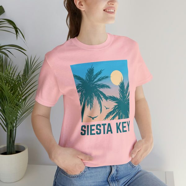 Siesta Key, Florida T-Shirt - Retro Palm Tree & Beach Unisex Siesta Key Shirt