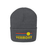 Vermont Beanie - Adult Embroidered Retro Sunset Vermont Knit Hat
