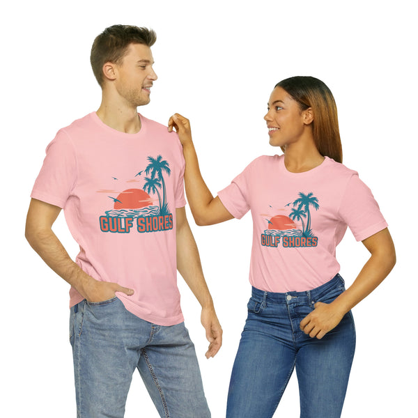 Gulf Shores, Alabama T-Shirt - Retro Palm Tree & Beach Unisex Gulf Shores Shirt
