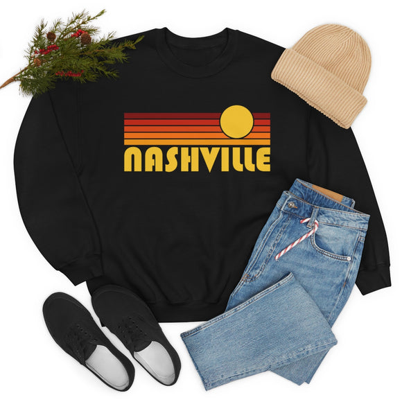 Nashville, Tennessee Sweatshirt - Retro Sunset Unisex