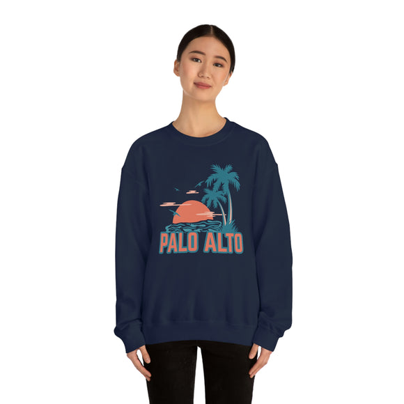 Palo Alto, California Sweatshirt - Unisex Retro Palm Tree Crewneck Palo Alto Sweatshirt