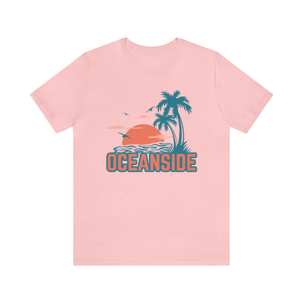 Oceanside, California T-Shirt - Retro Palm Tree & Beach Unisex Oceanside Shirt
