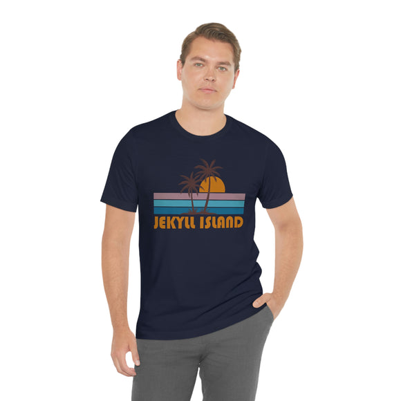 Jekyll Island, Georgia T-Shirt - Retro Palm Tree Unisex Jekyll Island Shirt