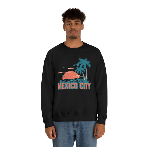 Mexico City, Mexico Sweatshirt - Unisex Retro Palm Tree Crewneck Mexico City Sweatshirt