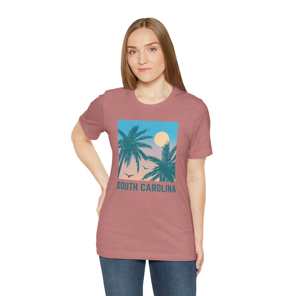 South Carolina T-Shirt - Retro Palm Tree & Beach Unisex South Carolina Shirt