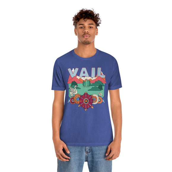 Vail T-Shirt - Retro Mountain / Hippie Style Vail, Colorado Shirt