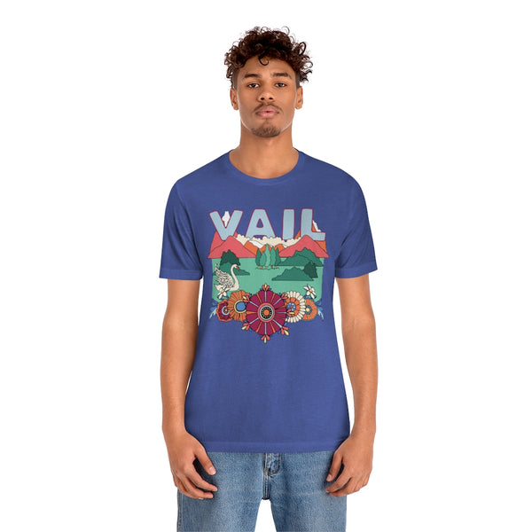 Vail T-Shirt - Retro Mountain / Hippie Style Vail, Colorado Shirt