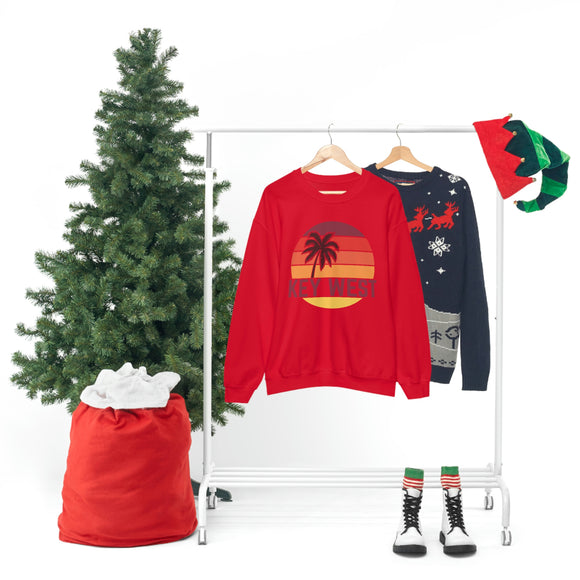Key West, Florida Sweatshirt - Unisex Retro Palm Tree Crewneck Key West Sweatshirt