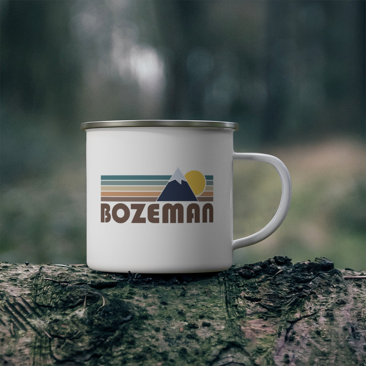 Bozeman, Montana Camp Mug - Retro Enamel Camping Bozeman Mug