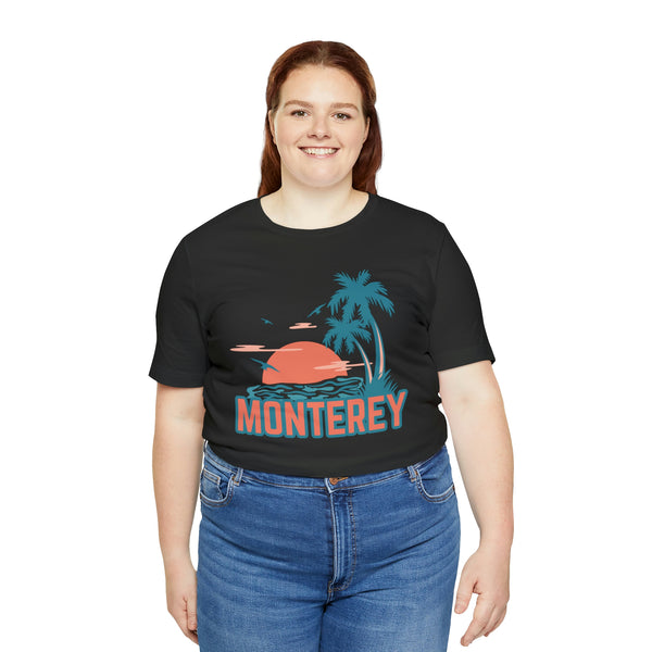 Monterey, California T-Shirt - Retro Palm Tree & Beach Unisex Monterey Shirt