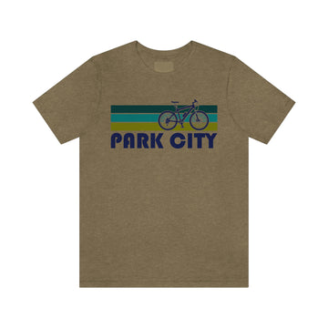 Buy heather-olive Park City T-Shirt - Retro Mountain Bike Adult Unisex Park City, Utah T Shirt