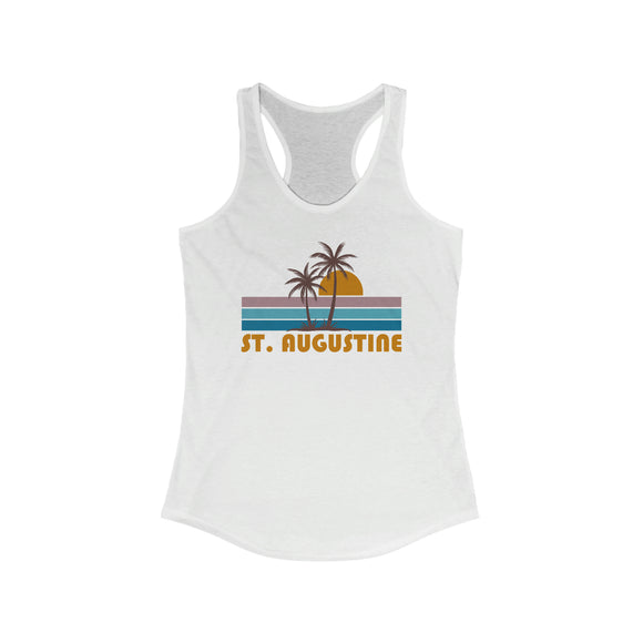 St Augustine, Florida Women's Tank - Retro Palm Tree Women's Racerback St Augustine Tank Top