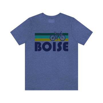 Buy heather-true-royal Boise T-Shirt - Retro Mountain Bike Adult Unisex Boise, Idaho T Shirt