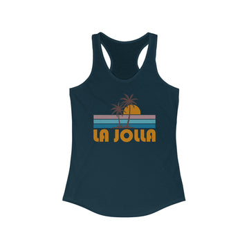 La Jolla, California Women's Tank - Retro Palm Tree Women's Racerback La Jolla Tank Top