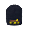 Atlanta, Georgia Beanie - Adult Embroidered Retro Sunset Atlanta Knit Hat
