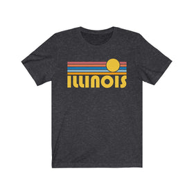 Illinois T-Shirt - Retro Sunrise Adult Unisex Illinois T Shirt
