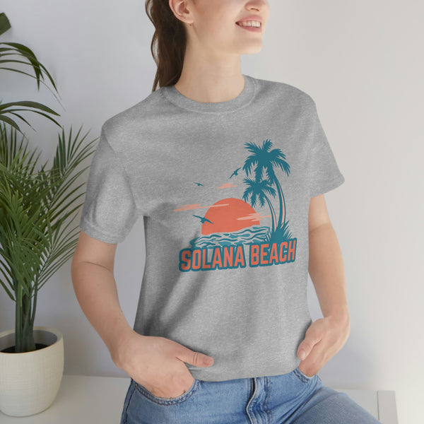 Solana Beach, California T-Shirt - Retro Palm Tree & Beach Unisex Solana Beach Shirt