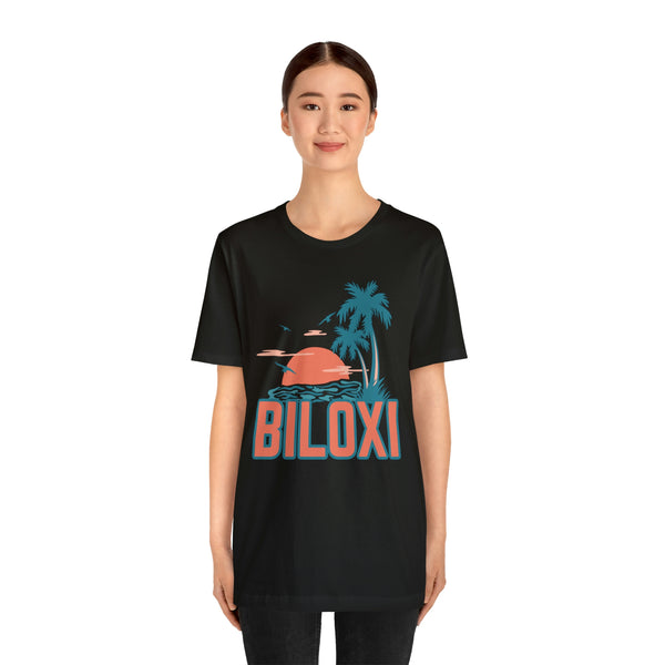 Biloxi, Mississippi T-Shirt - Retro Palm Tree & Beach Unisex Biloxi Shirt