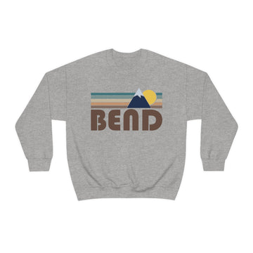 Buy sport-grey Bend, Oregon Sweatshirt - Fall Retro Mountain Unisex Crewneck Bend Sweatshirt