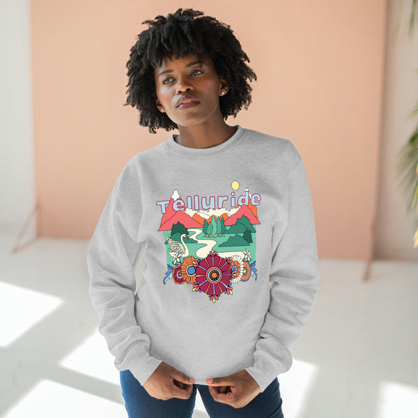 Premium Telluride, Colorado Crewneck Sweatshirt - Retro Unisex Sweatshirt