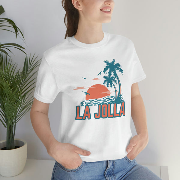 La Jolla, California T-Shirt - Retro Palm Tree & Beach Unisex La Jolla Shirt