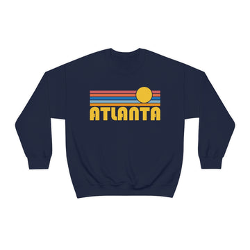 Buy navy Atlanta, Georgia Crewneck Sweatshirt - Retro Sunset Unisex