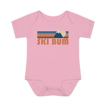 Buy pink Ski Bum Baby Bodysuit - Retro Mountain Ski Bum Baby Bodysuit
