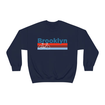 Buy navy Brooklyn, New York Sweatshirt Retro Bike - Unisex Adult Crewneck Brooklyn Sweatshirt