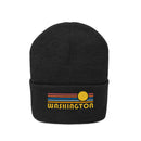 Washington Beanie - Adult Embroidered Retro Sunset Washington Knit Hat-6