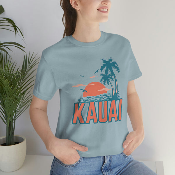 Kauai, Hawaii T-Shirt - Retro Palm Tree & Beach Unisex Kauai Shirt