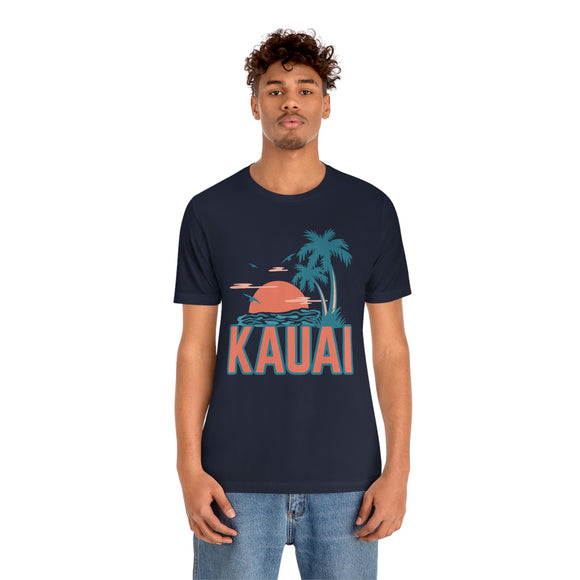 Kauai, Hawaii T-Shirt - Retro Palm Tree & Beach Unisex Kauai Shirt