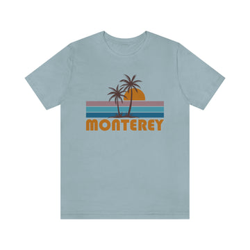 Buy light-blue Monterey, California T-Shirt - Retro Palm Tree Unisex Monterey Shirt