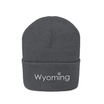 Wyoming Knit Beanie - Adult Embroidered Snowflake Wyoming Knit Hat - 0