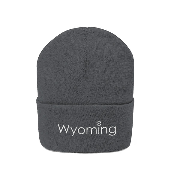 Wyoming Knit Beanie - Adult Embroidered Snowflake Wyoming Knit Hat