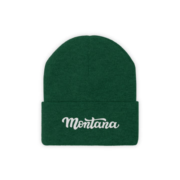 Buy hunter-green Montana Beanie - Adult Hand Lettered Embroidered Montana Knit Hat