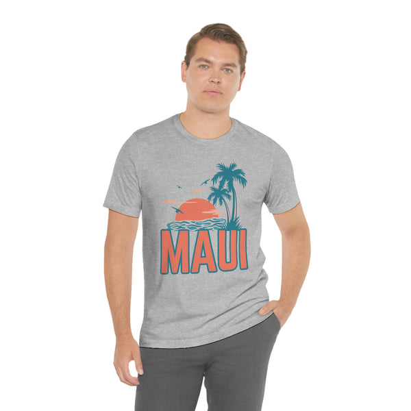 Maui, Hawaii T-Shirt - Retro Palm Tree & Beach Unisex Maui Shirt