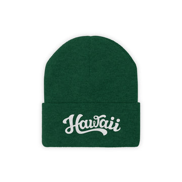 Buy hunter-green Hawaii Beanie - Adult Hand Lettered Embroidered Hawaii Knit Hat