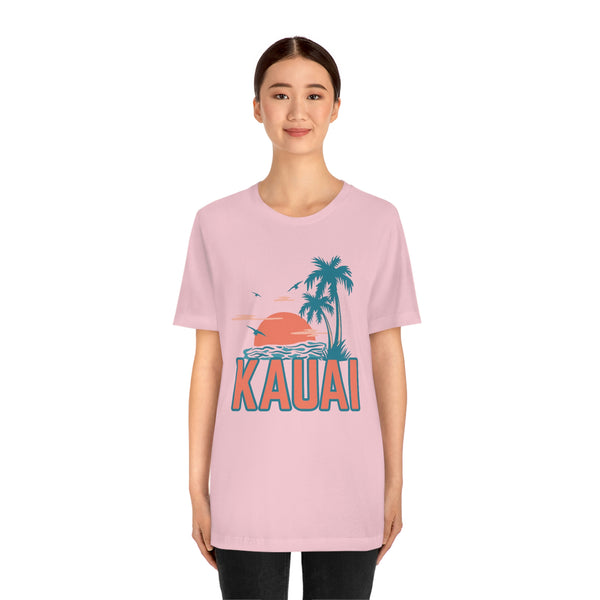 Kauai, Hawaii T-Shirt - Retro Palm Tree & Beach Unisex Kauai Shirt