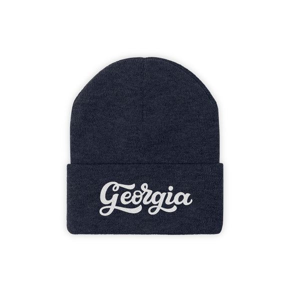 Georgia Beanie - Adult Hand Lettered Embroidered Georgia Knit Hat