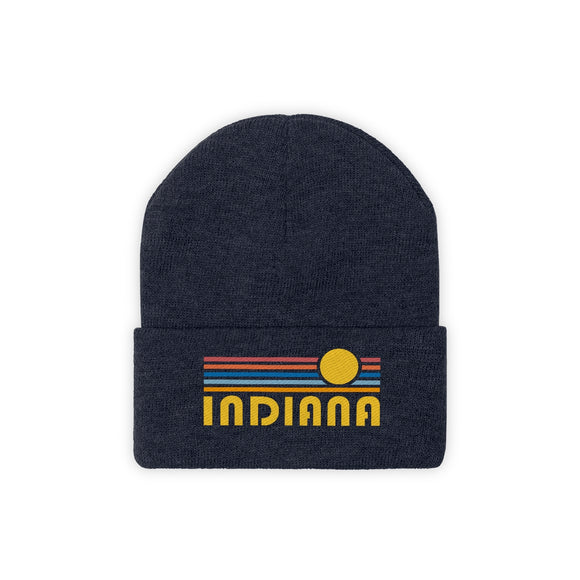 Indiana Beanie - Adult Embroidered Retro Sunset Indiana Knit Hat