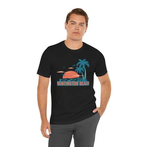 Huntington Beach, California T-Shirt - Retro Palm Tree & Beach Unisex Huntington Beach Shirt