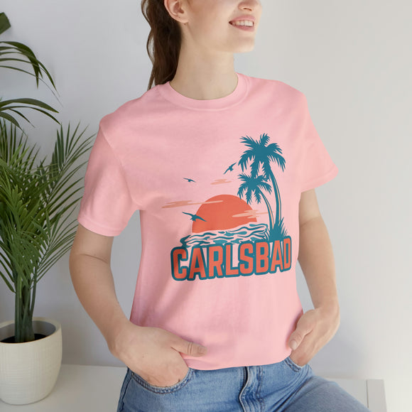 Carlsbad, California T-Shirt - Retro Palm Tree & Beach Unisex Carlsbad Shirt
