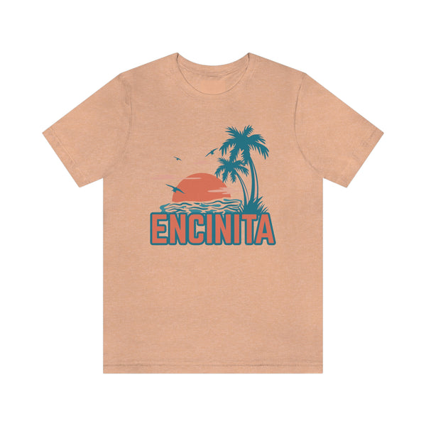 Encinitas, California T-Shirt - Retro Palm Tree & Beach Unisex Encinitas Shirt