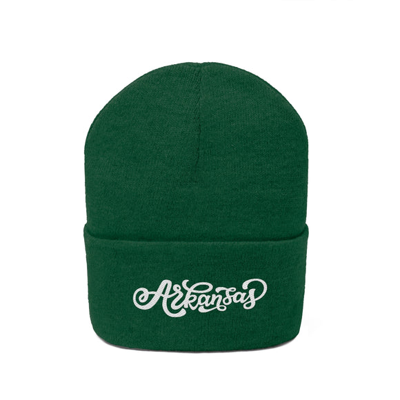 Arkansas Beanie - Adult Hand Lettered Embroidered Arkansas Knit Hat