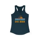 Del Mar, California Women's Tank - Retro Palm Tree Women's Racerback Del Mar Tank Top-1