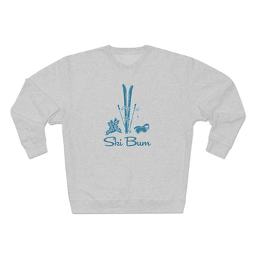 Buy heather-grey Premium Ski Bum Crewneck Sweatshirt - Retro Unisex Sweatshirt